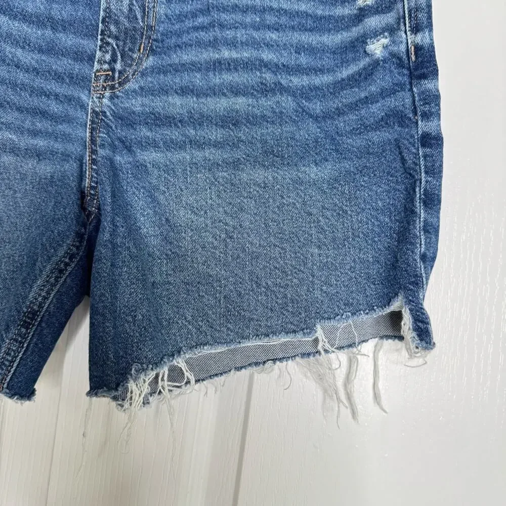 American Eagle Outfitters STIRIGID Relaxed Denim Shorts Long Inseam Distressed 6